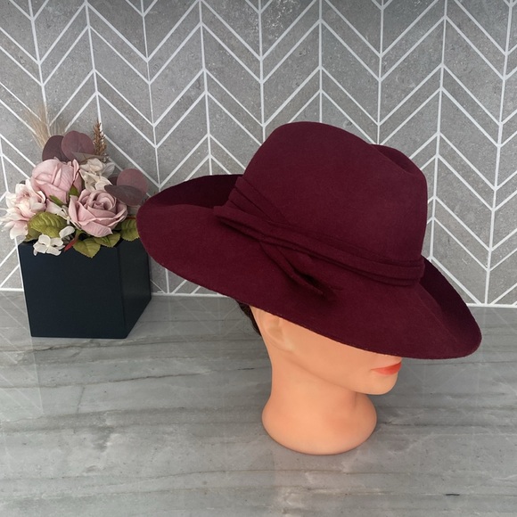 Nordstrom Wool Felt Fedora Maroon Hat - Picture 10 of 10